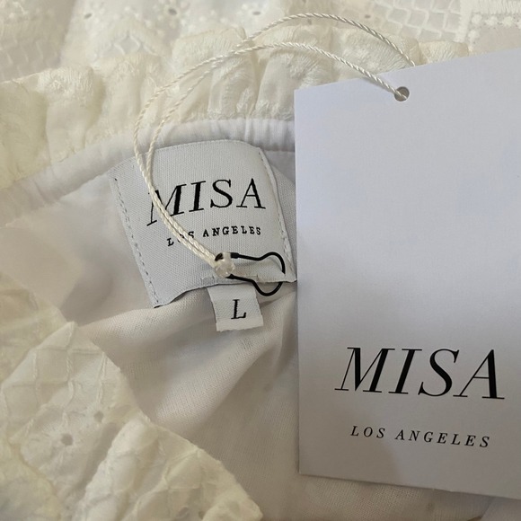 NEW Misa Los Angeles Iliana White Cotton Eyelet Mini Dress Large - Picture 6 of 6